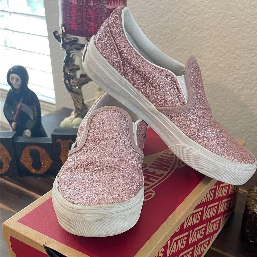 Glitter rose gold classic slip-on Vans